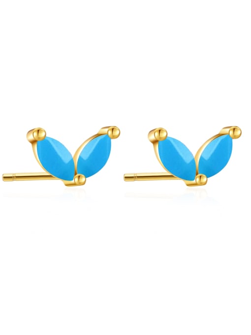 18k gold [Blue Pine] 925 Sterling Silver Cubic Zirconia Geometric Dainty Stud Earring